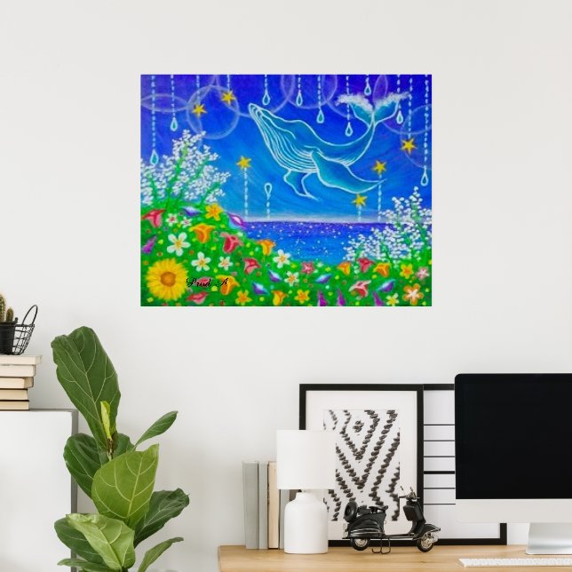 Poster Baleia & Flores (Escritório em casa)