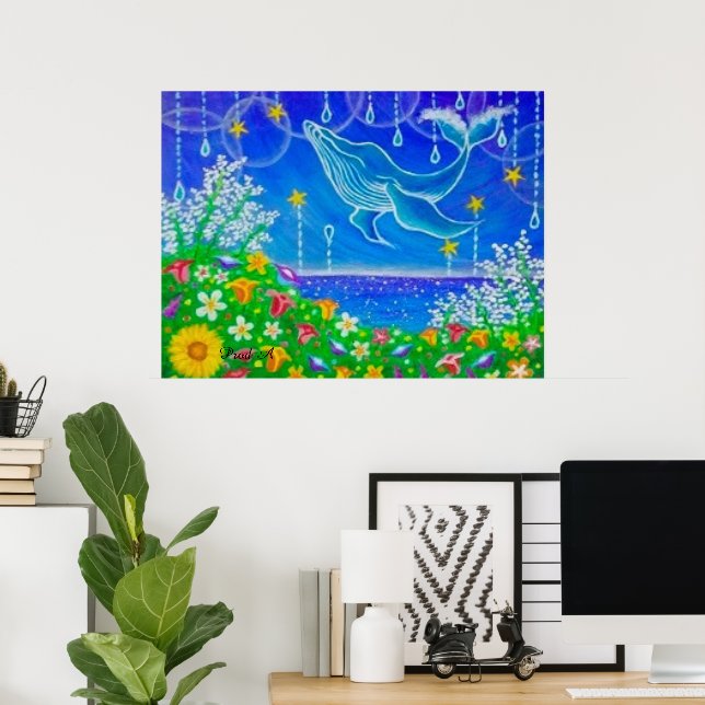 Poster Baleia & Flores (Escritório em casa)