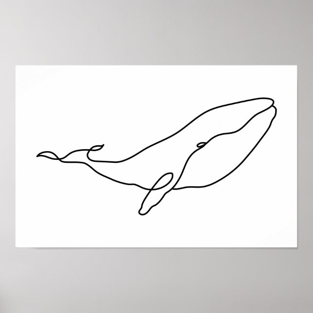 Poster Baleia, ilustração de arte linear 17 x 11 (Frente)
