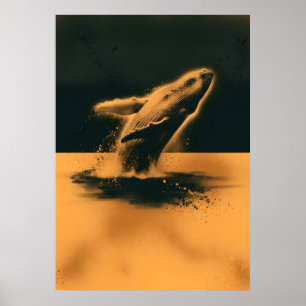 Poster Baleia Jubarte Rompendo a Superfície Arte Oceano Â