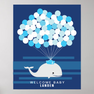 Poster Baleia | Livro de visitas para chá de bebê Impress