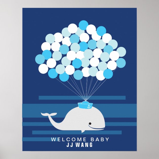 Poster Baleia | Livro de visitas para chá de bebê Impress (Frente)
