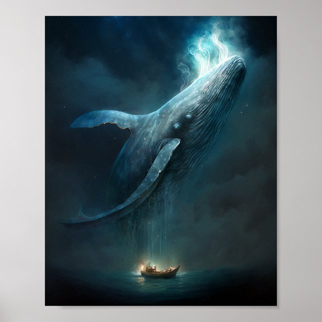 Poster Baleia Na Arte Da Fantasia Do Céu (Frente)