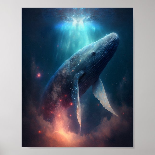 Poster Baleia Na Arte Da Fantasia Do Céu (Frente)