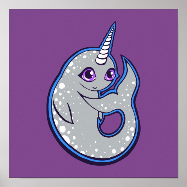 Póster Baleia Narrativa Com Design de Desenho De Tinta (Frente)