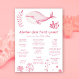 Poster Baleia Primeiro Aniversário Milestone Aniversário