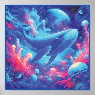 Poster Baleia Psicodélica Sonhos do Oceano