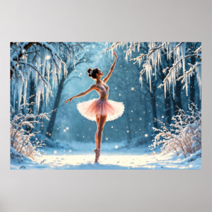 Poster Balerina de neve mágica em poise de inverno
