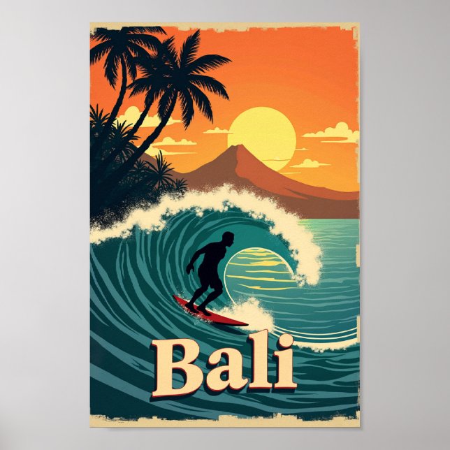 Poster Bali Bliss – Um Paraíso Retro de Surf (Frente)
