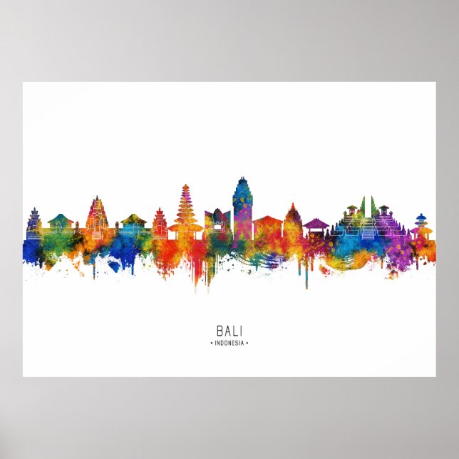 Poster Bali Indonesia Skyline (Frente)