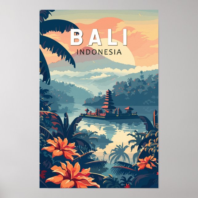 Poster Bali Indonésia Viagem Arte Vintage (Frente)