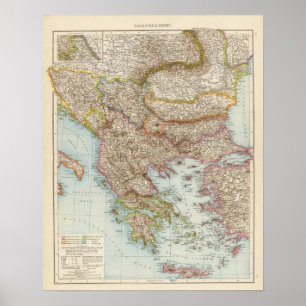 Póster Balkanhalbinsel - mapa da península de Balcãs