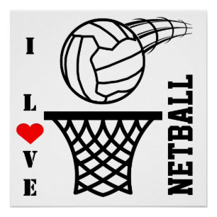 Póster Ball and Net Design I Love Netball