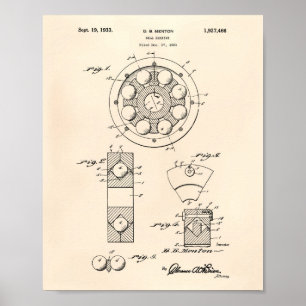 Póster Ball Bearing 1933 Patent Art Old Peper