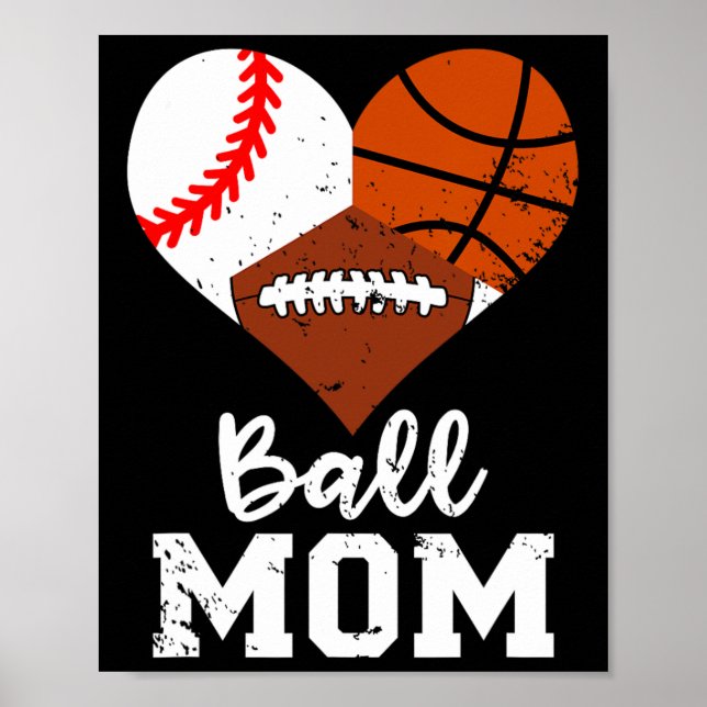 Poster Ball Mãe Engraçado Baseball Basball Mãe (Frente)