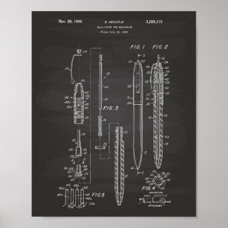 Poster Ball Point Caneta 1966 Quadro de arte patenteado