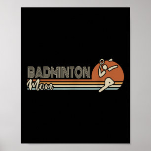 Poster Ball Sport Shuttle Sport Retro Badminton Mãe Mulhe