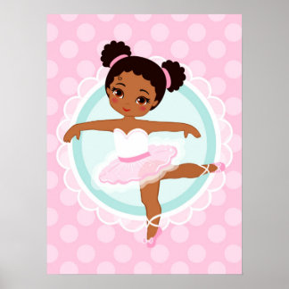 Poster Ballerina Afro-Americana - Dançarina Balé Rosa