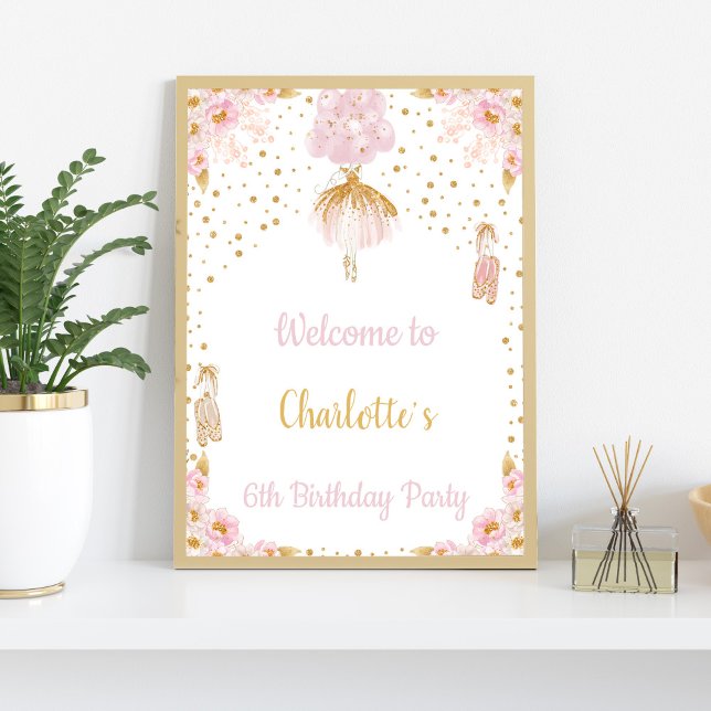 Poster Ballerina Birthday - Sinais de Boas-vindas (Ballerina Birthday Welcome Signs)