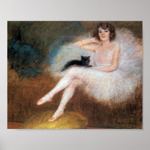 Poster Ballerina com Gato Negro, Pierre Carrier-Belleuse
