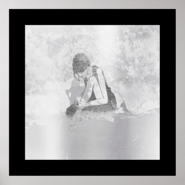 Póster Ballerina Corpo Cinza de Prata Cimento