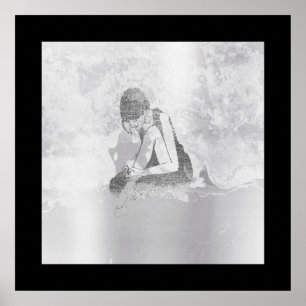 Póster Ballerina Corpo Cinza de Prata Cimento