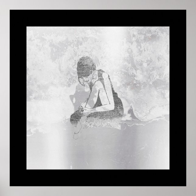 Póster Ballerina Corpo Cinza de Prata Cimento (Frente)