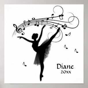 Poster Ballerina Dançando com Música Pessoal