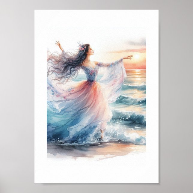 Poster Ballerina Dançando no Oceano (Frente)