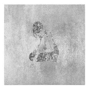 Póster Ballerina Dancer Cinza de Prata Metálica