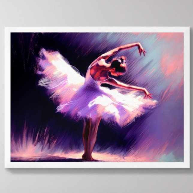 Poster Ballerina Dancer Possuindo Pastel Desenhando Azul  (Criador carregado)