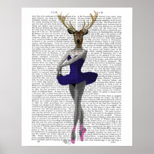 Poster Ballerina Deer em Azul