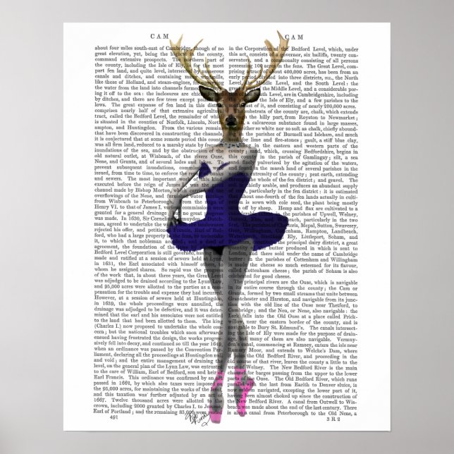 Poster Ballerina Deer em Azul (Frente)