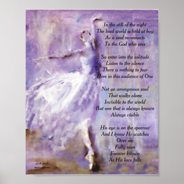 Poster Ballerina em roxo com poesia (Frente)