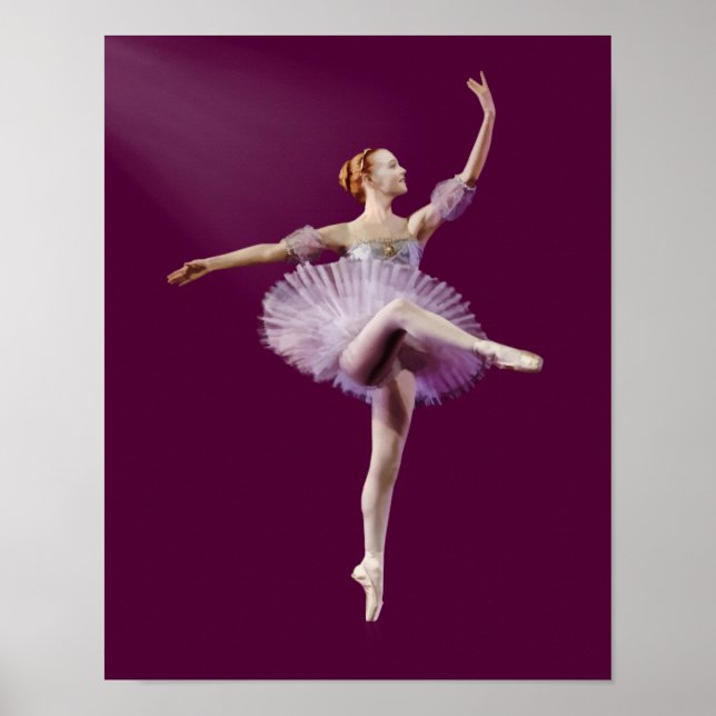 Poster Ballerina em roxo e branco personalizável (Frente)