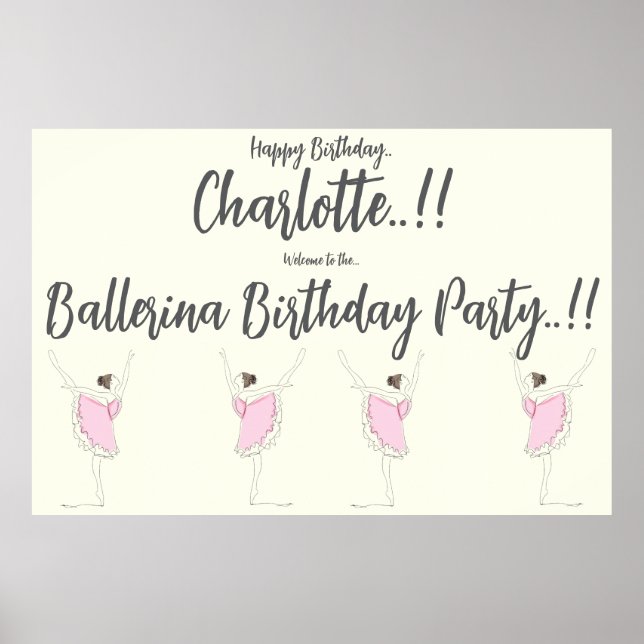 Poster Ballerina Festa de aniversário (Frente)