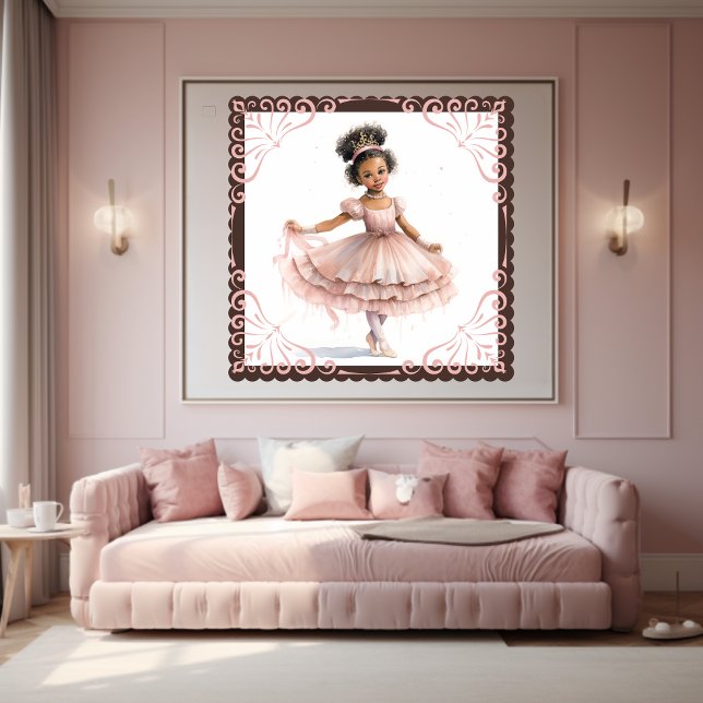 Poster Ballerina Negra, Tutu Rosa, Coroa Rosa (Criador carregado)
