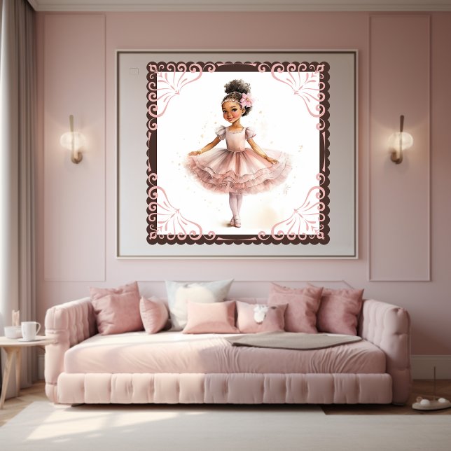Poster Ballerina Preta, Tutu Rosa, Barrette Flor Rosa (Criador carregado)