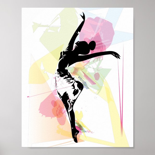 Poster Ballerina silhueta colorido pastel personalizável (Frente)