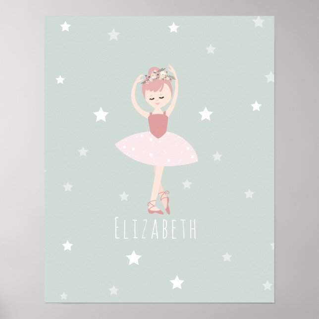 Poster Ballerina Stars Baby Girl Nursery (Frente)