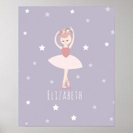 Poster Ballerina Stars Baby Girl Purple Nursery