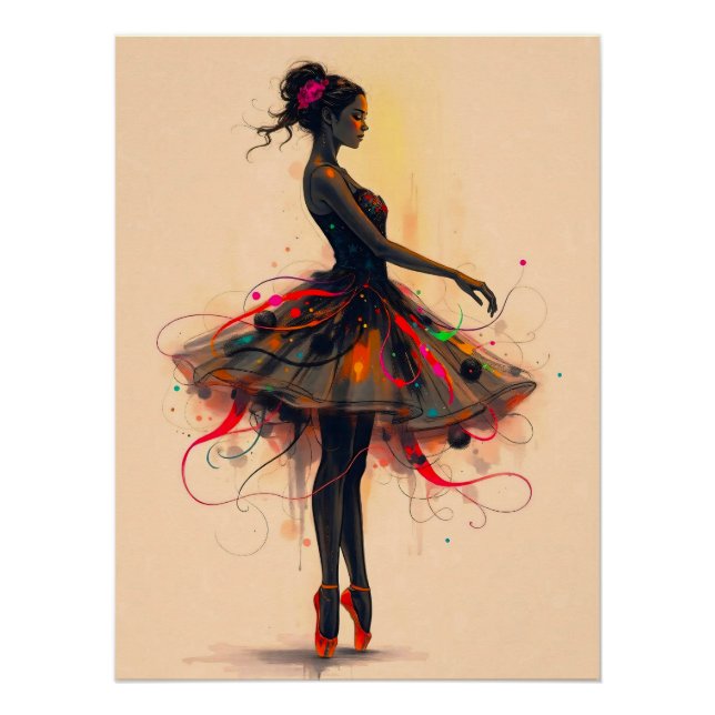 Póster Ballerina Tanzt in Farbexplosion (Frente)