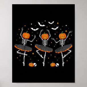 Poster Ballerinas de Esqueleto de Abóbora Dança de Ballet