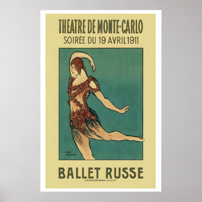 Poster Ballet Russe de Monte Carlo 1911 Paris France (Frente)