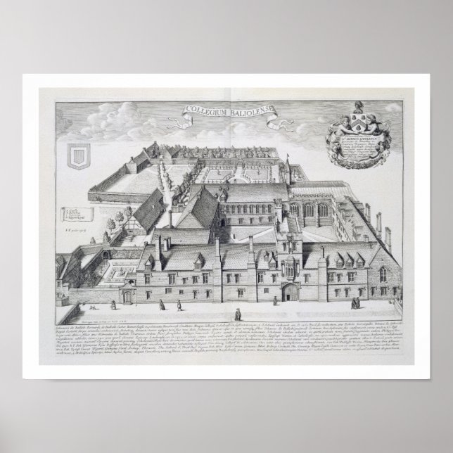 Póster Balliol College, Oxford, de Oxonia Illustrata, (Frente)