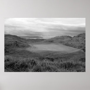 Póster Ballybunion preto e branco liga o campo de golfe