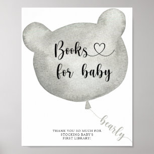 Poster Baloão de urso em aquarela, pôster de livros para