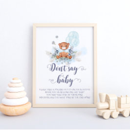 Poster Balões Azuis De Urso De Teddy Bonito Não Digam Jog