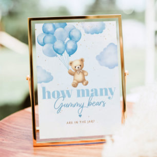 Poster Balões azuis Quantos ursinhos de borracha na jarra