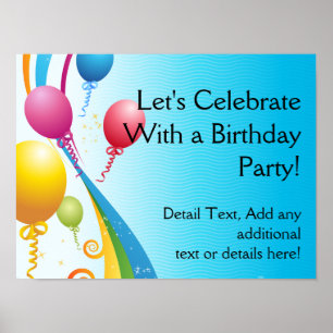 Poster Balões Coloridos   Fitas Curvas